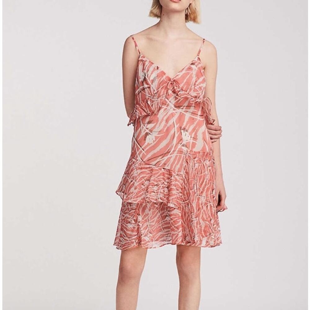Summer Sale ☀️ ALLSAINTS Enya Kazuno Blush Floral Ruffle Mini Dress Size 4